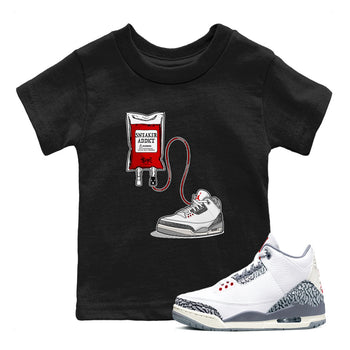 3s Cement Grey shirts to match jordans Sneaker Therapy sneaker match tees Air Jordan 3 Cement Grey SNRT Sneaker Release Tees Youth Baby Black 1 crew neck shirts