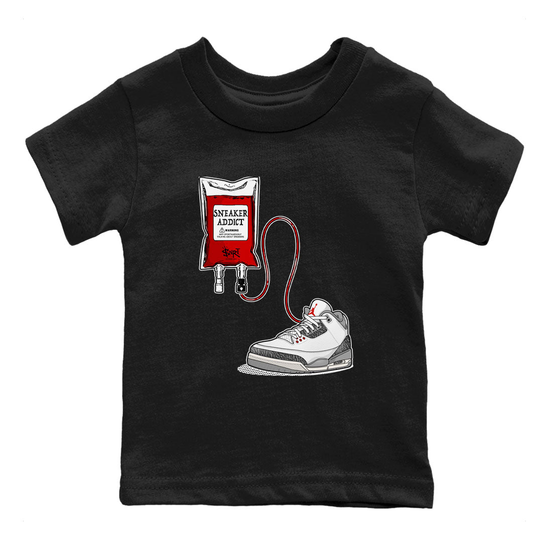 3s Cement Grey shirts to match jordans Sneaker Therapy sneaker match tees Air Jordan 3 Cement Grey SNRT Sneaker Release Tees Youth Baby Black 2 crew neck shirts