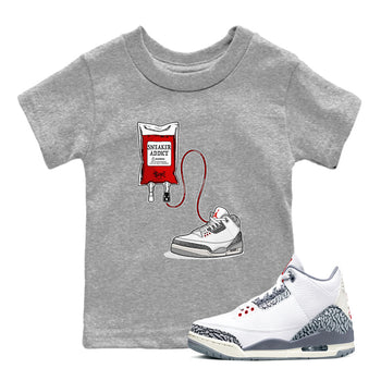 3s Cement Grey shirts to match jordans Sneaker Therapy sneaker match tees Air Jordan 3 Cement Grey SNRT Sneaker Release Tees Youth Baby Heather Grey 1 crew neck shirts