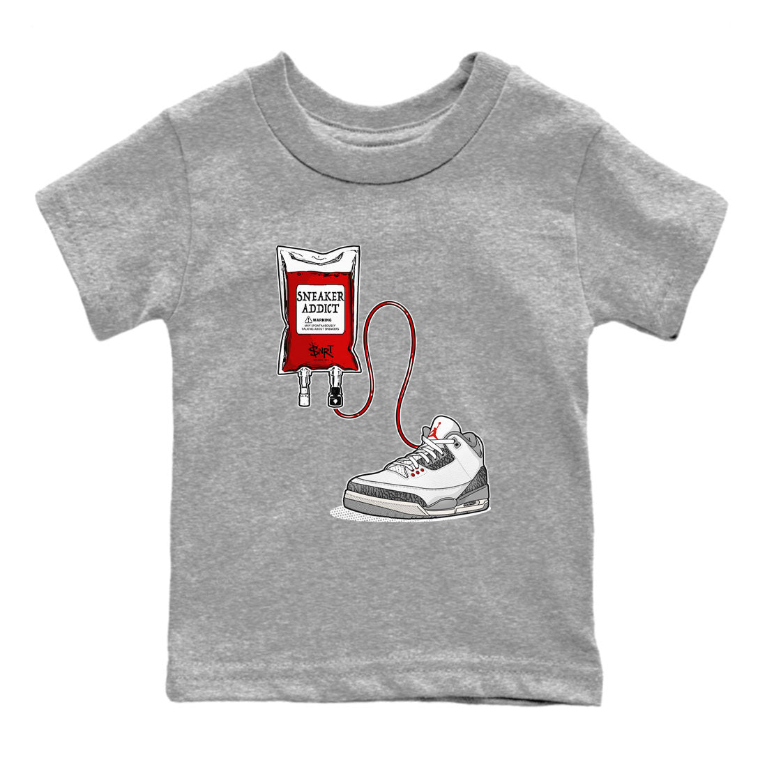 3s Cement Grey shirts to match jordans Sneaker Therapy sneaker match tees Air Jordan 3 Cement Grey SNRT Sneaker Release Tees Youth Baby Heather Grey 2 crew neck shirts