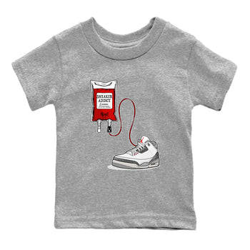 3s Cement Grey shirts to match jordans Sneaker Therapy sneaker match tees Air Jordan 3 Cement Grey SNRT Sneaker Release Tees Youth Baby Heather Grey 2 crew neck shirts
