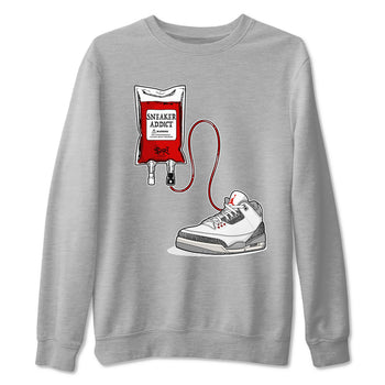 3s Cement Grey shirts to match jordans Sneaker Therapy sneaker match tees Air Jordan 3 Cement Grey SNRT Sneaker Release Tees unisex cotton Heather Grey 2 crew neck shirts