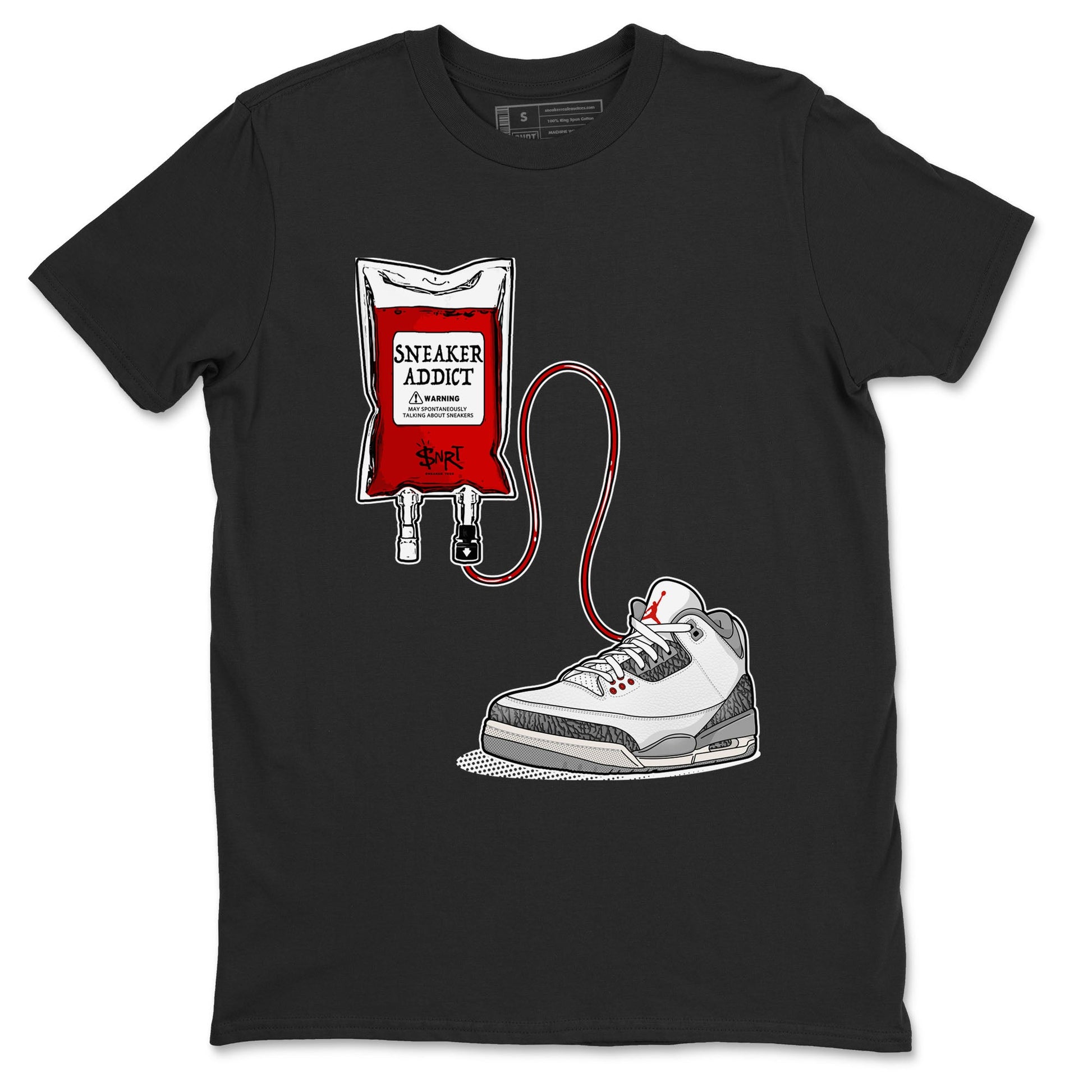 3s Cement Grey shirts to match jordans Sneaker Therapy sneaker match tees Air Jordan 3 Cement Grey SNRT Sneaker Release Tees unisex cotton Black 1 crew neck shirts