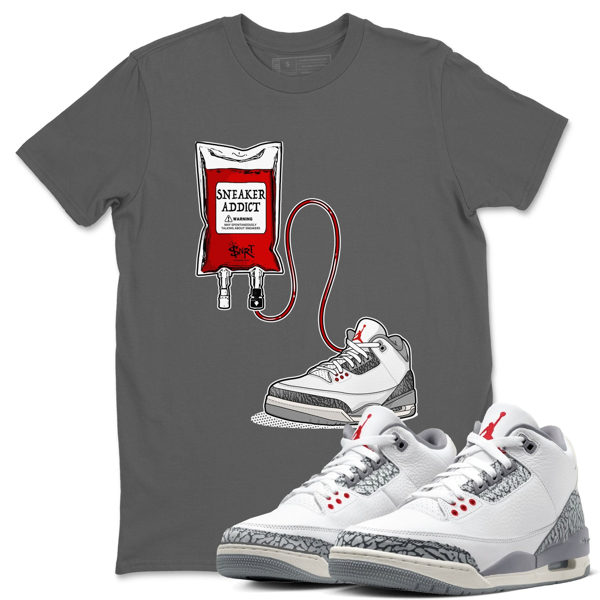 3s Cement Grey shirts to match jordans Sneaker Therapy sneaker match tees Air Jordan 3 Cement Grey SNRT Sneaker Release Tees unisex cotton Cool Grey 1 crew neck shirts