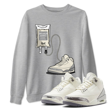 3s WMNS Sail and Cement Grey shirts to match jordans Sneaker Therapy graphic tees Air Jordan 3 Sail and Cement Grey match shoes to clothes SNRT Sneaker Tees unisex cotton Heather Grey 1 shirts
