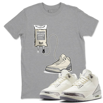 3s WMNS Sail and Cement Grey shirts to match jordans Sneaker Therapy graphic tees Air Jordan 3 Sail and Cement Grey match shoes to clothes SNRT Sneaker Tees unisex cotton Heather Grey 1 shirts