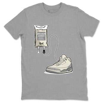 3s WMNS Sail and Cement Grey shirts to match jordans Sneaker Therapy graphic tees Air Jordan 3 Sail and Cement Grey match shoes to clothes SNRT Sneaker Tees unisex cotton Heather Grey 2 shirts