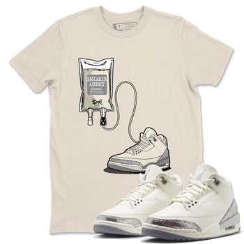 3s WMNS Sail and Cement Grey shirts to match jordans Sneaker Therapy graphic tees Air Jordan 3 Sail and Cement Grey match shoes to clothes SNRT Sneaker Tees unisex cotton Natural 1 shirts