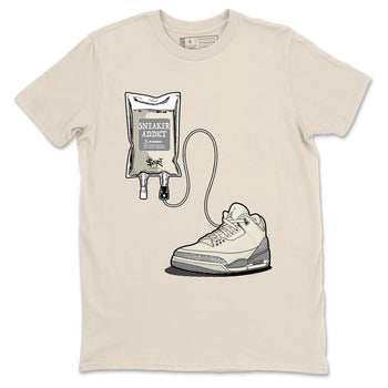 3s WMNS Sail and Cement Grey shirts to match jordans Sneaker Therapy graphic tees Air Jordan 3 Sail and Cement Grey match shoes to clothes SNRT Sneaker Tees unisex cotton Natural 2 shirts