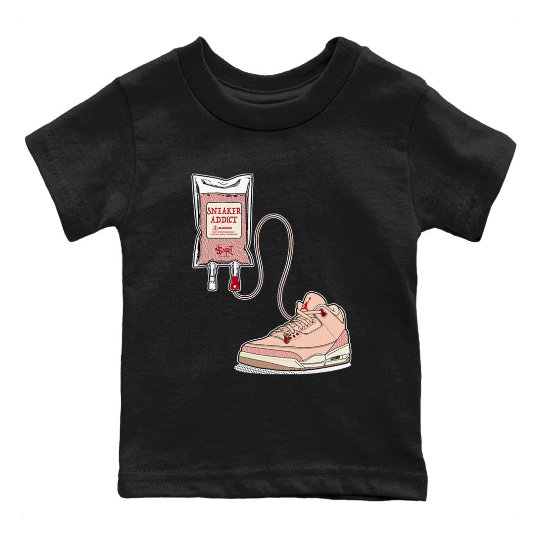 3s Valentines Day tee to match jordans Sneaker Therapy sneaker match tees Air Jordan 3 "Treat Yourself" Washed Coral special Valentine's Day Gift SNRT Sneaker Tees Youth Baby Black 2 tee