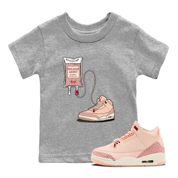 3s Valentines Day tee to match jordans Sneaker Therapy sneaker match tees Air Jordan 3 "Treat Yourself" Washed Coral special Valentine's Day Gift SNRT Sneaker Tees Youth Baby Heather Grey 1 tee