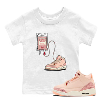 3s Valentines Day tee to match jordans Sneaker Therapy sneaker match tees Air Jordan 3 "Treat Yourself" Washed Coral special Valentine's Day Gift SNRT Sneaker Tees Youth Baby White 1 tee