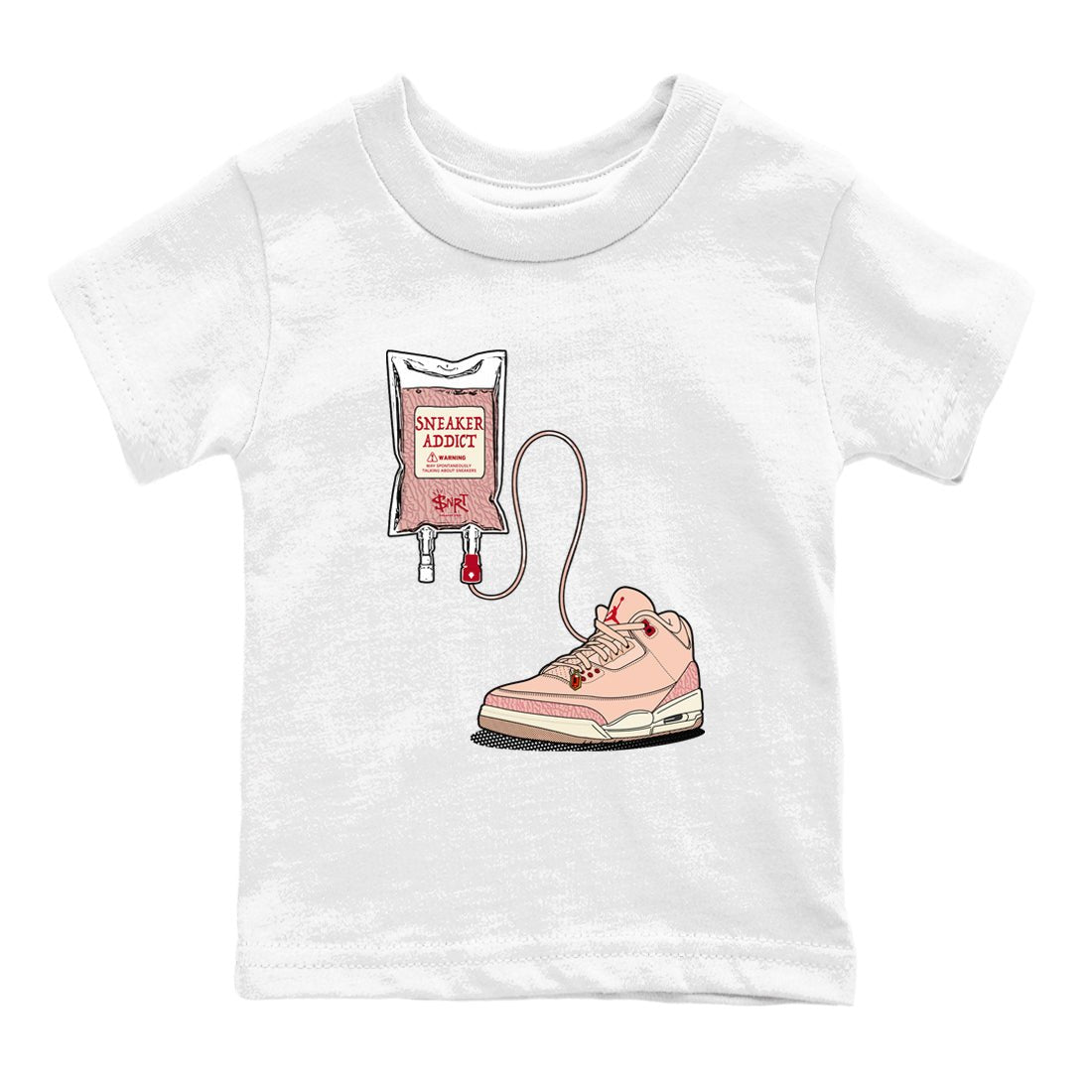 3s Valentines Day tee to match jordans Sneaker Therapy sneaker match tees Air Jordan 3 "Treat Yourself" Washed Coral special Valentine's Day Gift SNRT Sneaker Tees Youth Baby White 2 tee