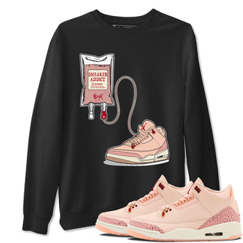 3s Valentines Day tee to match jordans Sneaker Therapy sneaker match tees Air Jordan 3 "Treat Yourself" Washed Coral special Valentine's Day Gift SNRT Sneaker Tees Graphic Tee Black 1 shirts