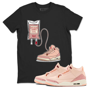 3s Valentines Day tee to match jordans Sneaker Therapy sneaker match tees Air Jordan 3 "Treat Yourself" Washed Coral special Valentine's Day Gift SNRT Sneaker Tees Graphic Tee Black 1 shirts
