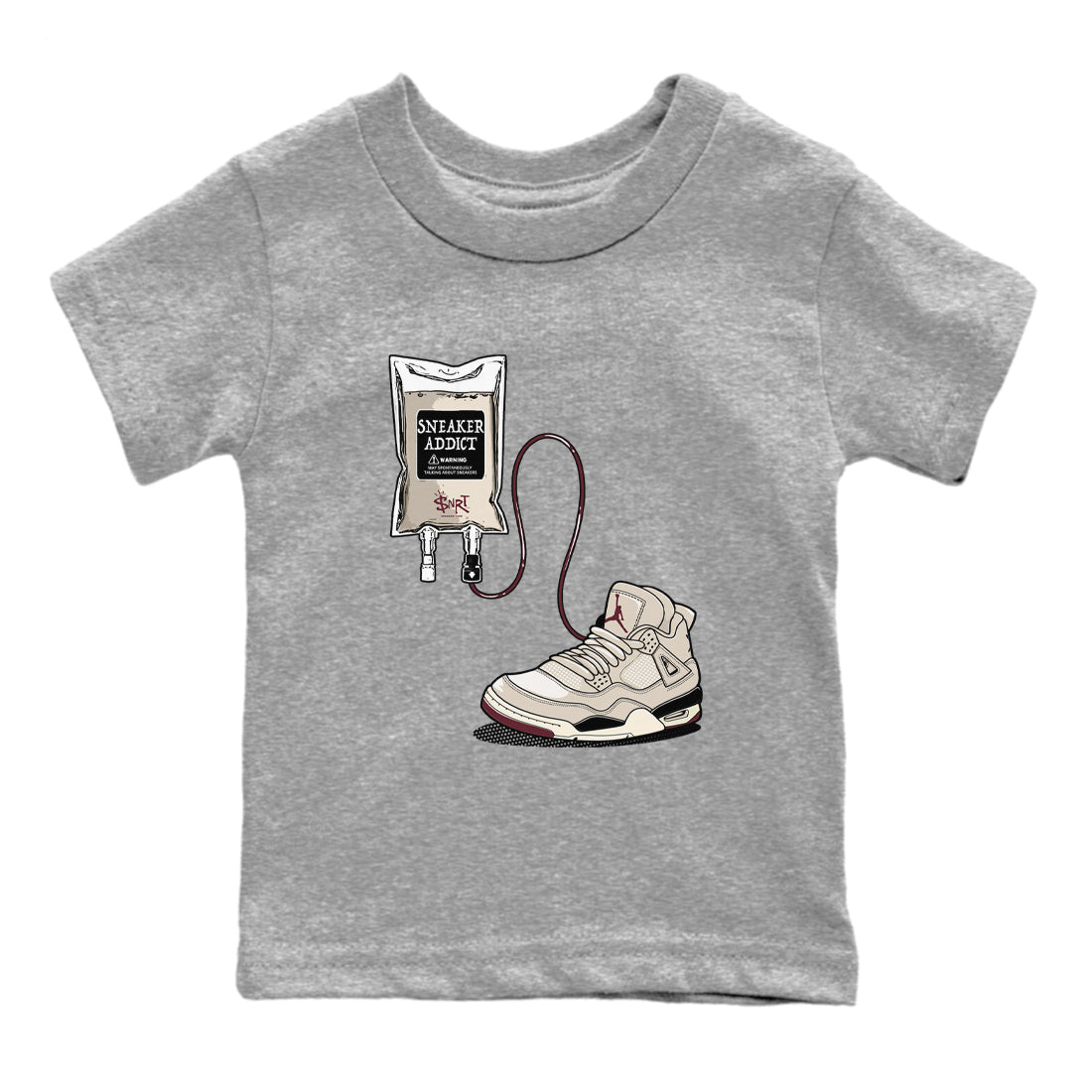 4s A Ma Maniere x Fossil Stone shirts to match jordans Sneaker Therapy sneaker match tees Air Jordan 4 A Ma Maniere x Fossil Stone SNRT Sneaker Release Tees Youth Baby Heather Grey 2 crew neck shirts