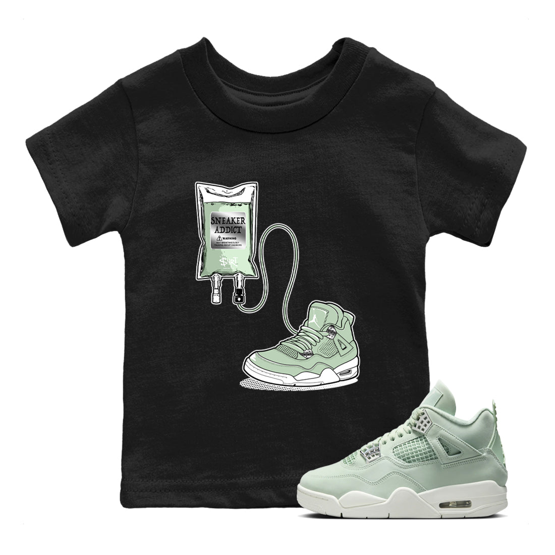 4s seafoam shirts to match jordans Sneaker Therapy sneaker match tees Air Jordan 4 Abundance match shoes to clothes SNRT Sneaker Tees Youth Baby Black 1 tee