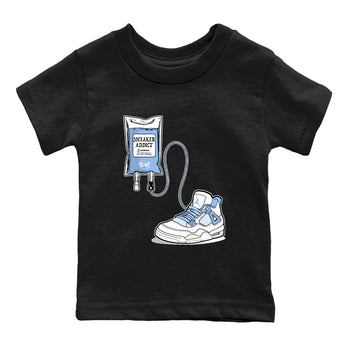 Sneaker Therapy baby and kids t-shirt crafted for little sneakerheads to shine with the Air Jordan 4 Aluminum sneakers, displayed in Black 2.