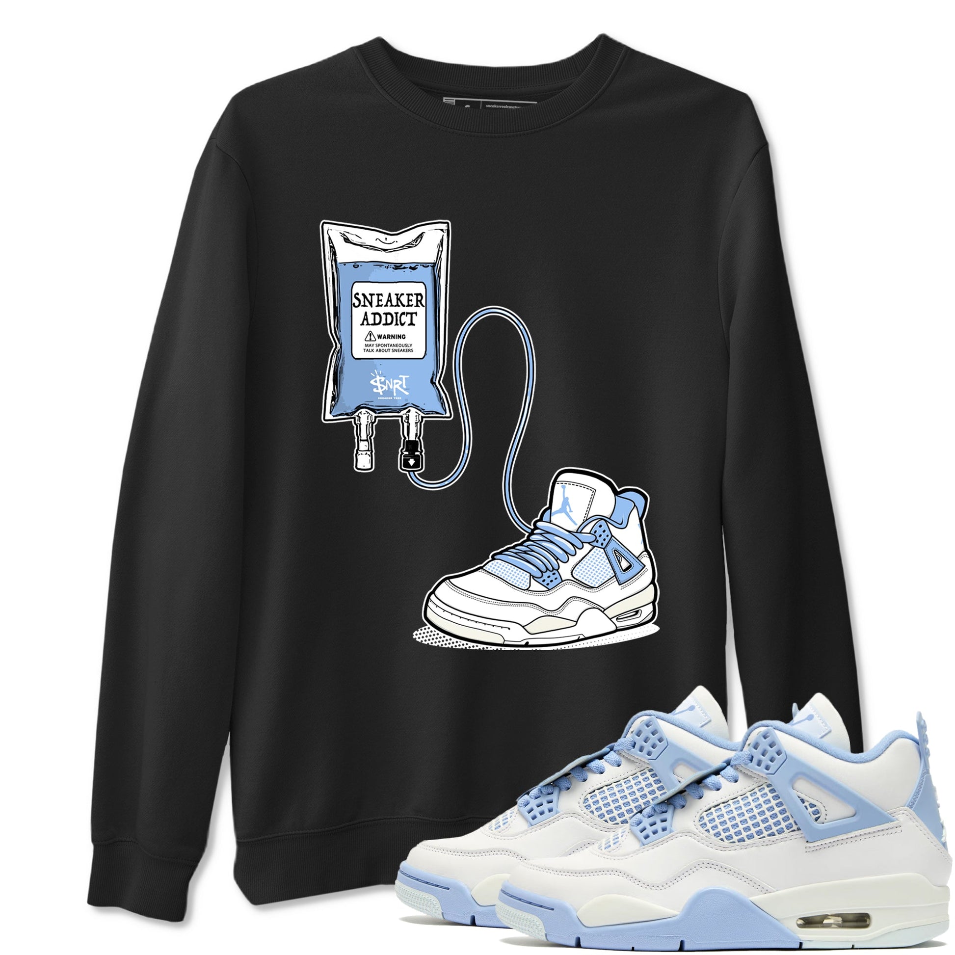 Sneaker Therapy sneaker match t-shirt styled to complete your fit with the Air Jordan 4 Aluminum sneakers, shown in Black 1.