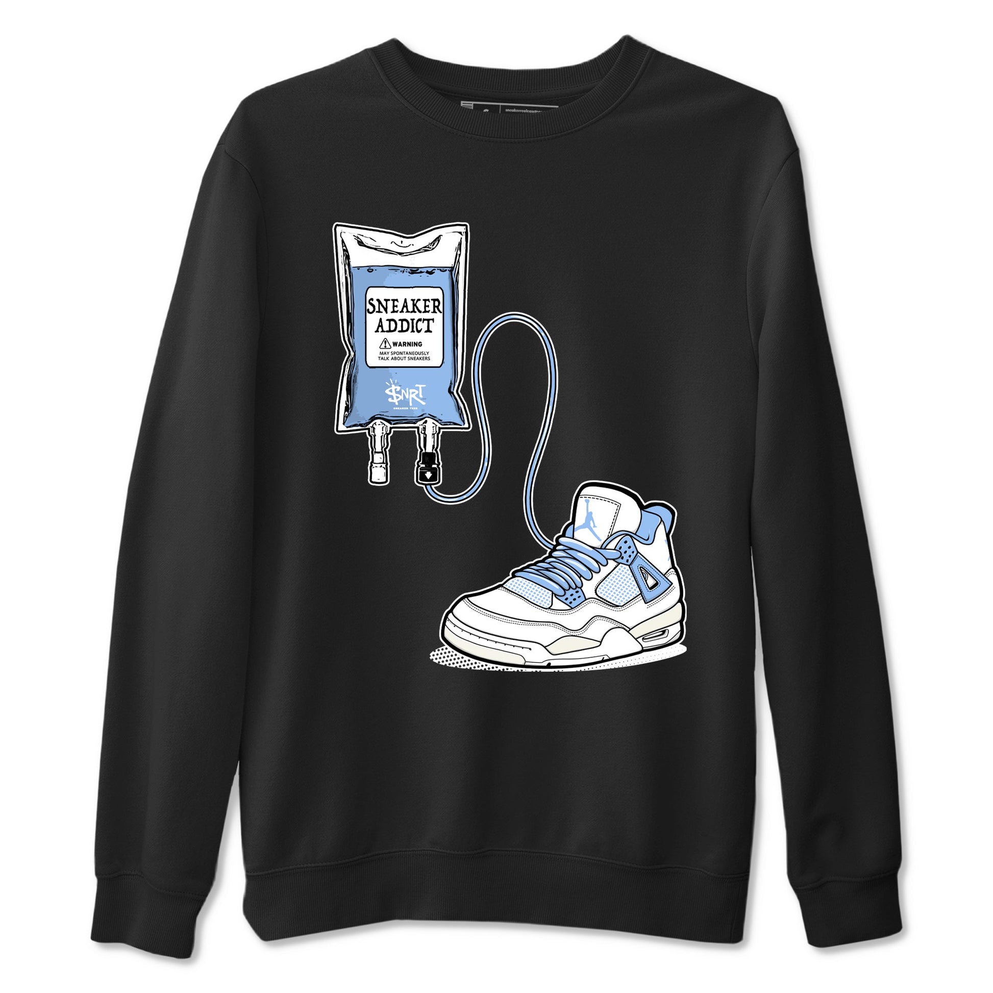 Sneaker Therapy sneaker match t-shirt styled to complete your fit with the Air Jordan 4 Aluminum sneakers, shown in Black 2.
