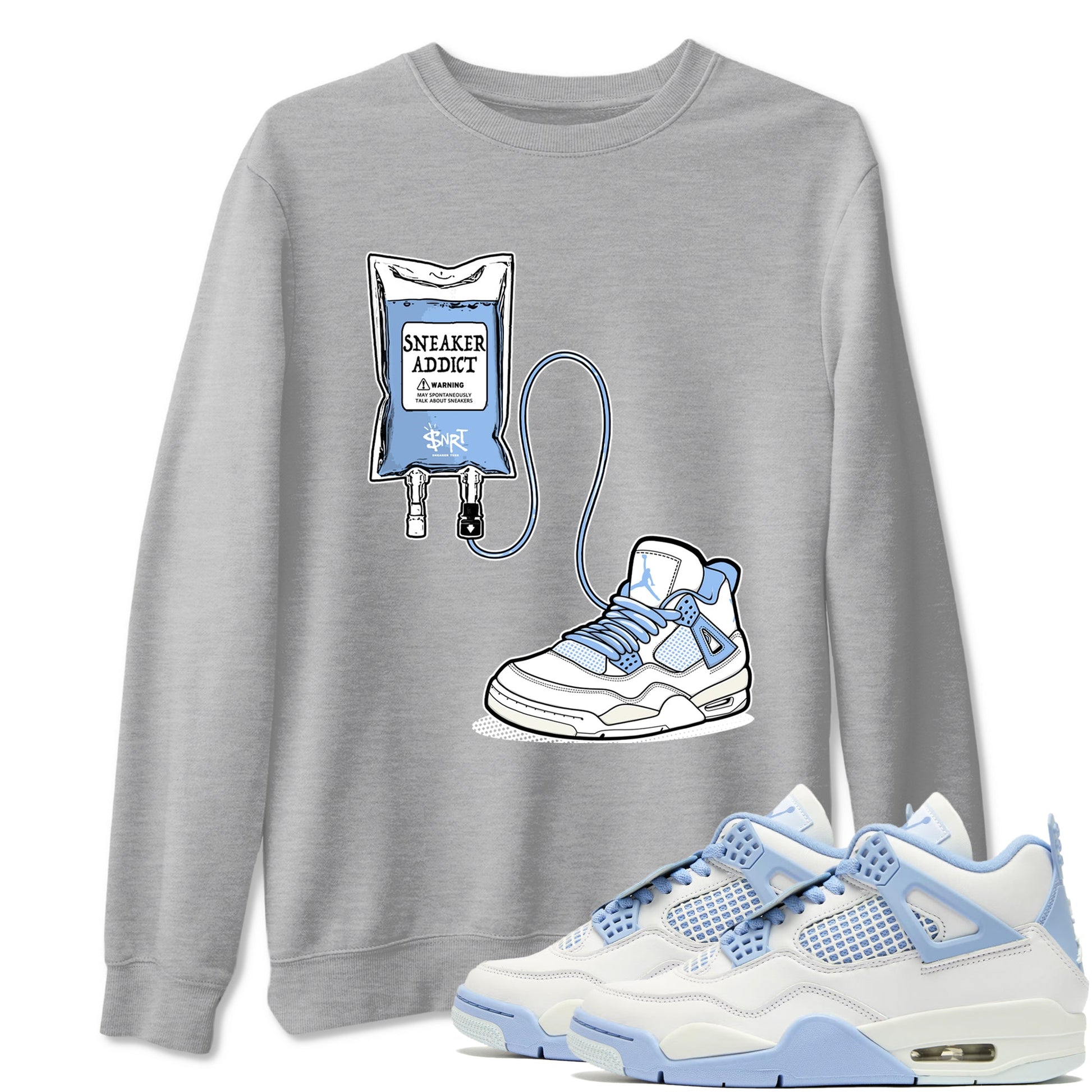 Sneaker Therapy sneaker match t-shirt styled to complete your fit with the Air Jordan 4 Aluminum sneakers, shown in Heather Grey 1.