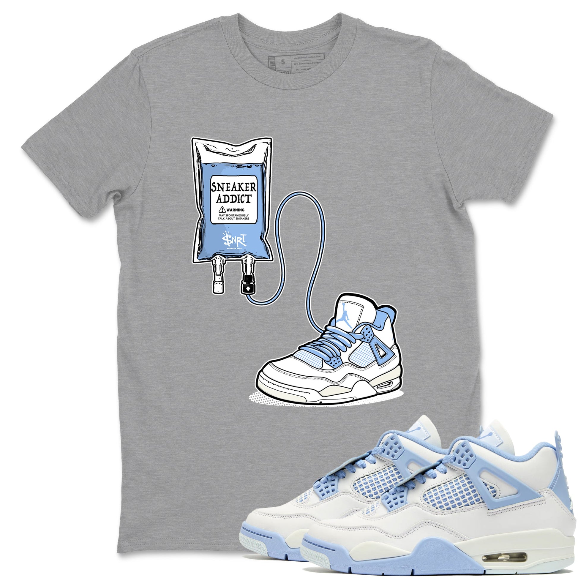 Sneaker Therapy sneaker match t-shirt styled to complete your fit with the Air Jordan 4 Aluminum sneakers, shown in Heather Grey 1.