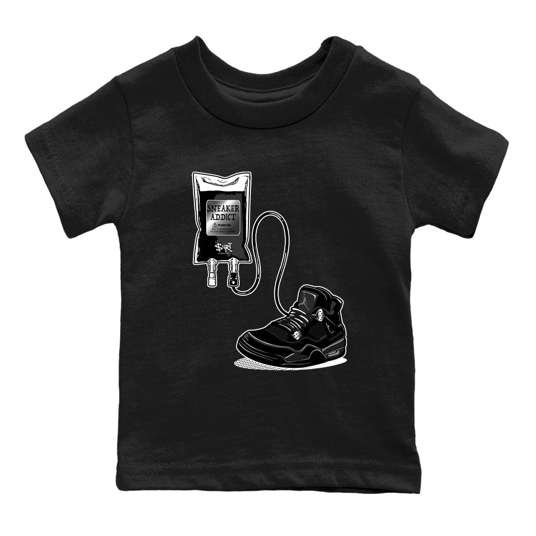 4s Black Cat shirts to match jordans Sneaker Therapy sneaker match tees Air Jordan 4 Black Cat match shoes to clothes SNRT Sneaker Tees Youth Baby Black 2 tee