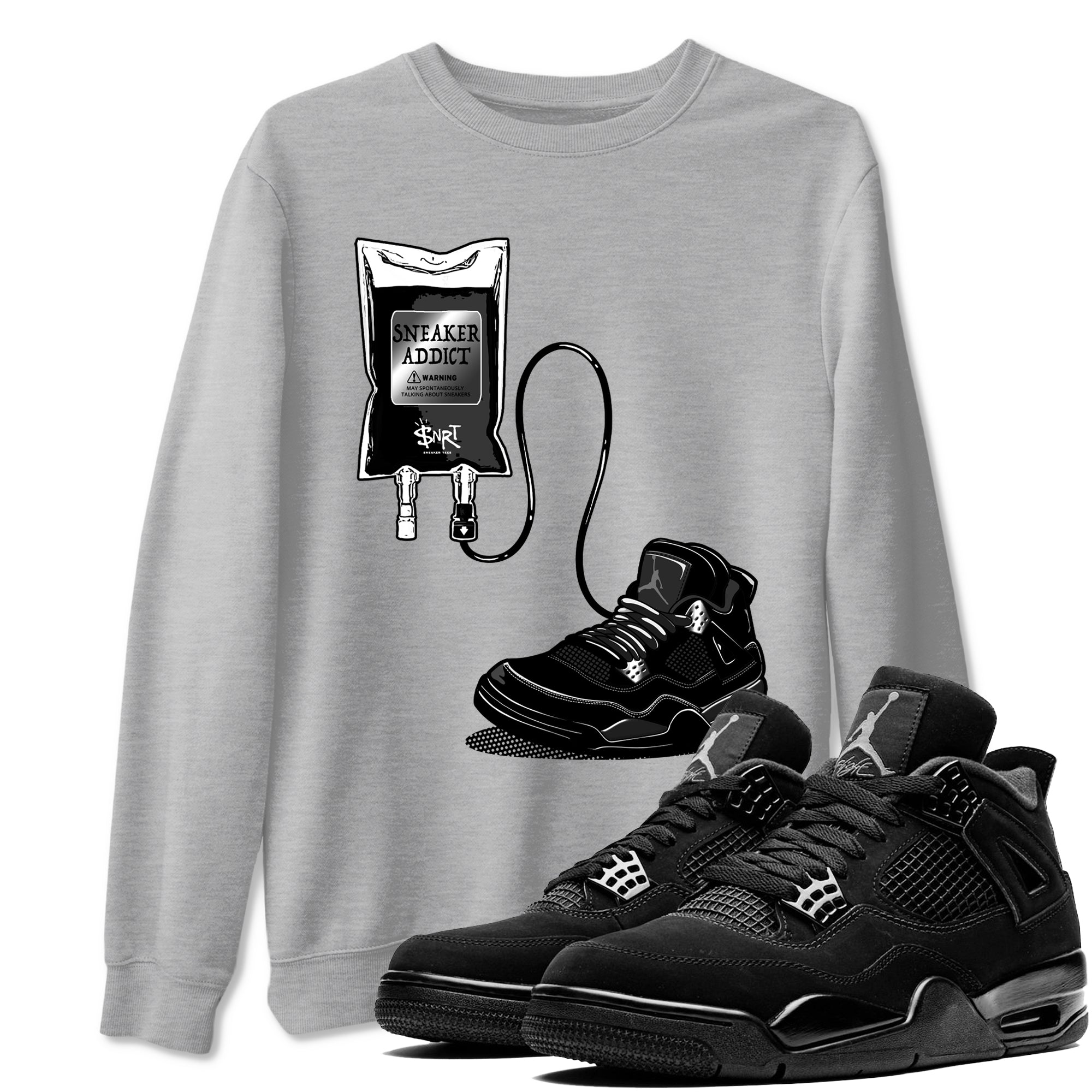 4s Black Cat shirts to match jordans Sneaker Therapy sneaker match tees Air Jordan 4 Black Cat match shoes to clothes SNRT Sneaker Tees unisex cotton Heather Grey 1 shirts