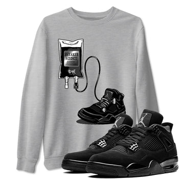 4s Black Cat shirts to match jordans Sneaker Therapy sneaker match tees Air Jordan 4 Black Cat match shoes to clothes SNRT Sneaker Tees unisex cotton Heather Grey 1 shirts
