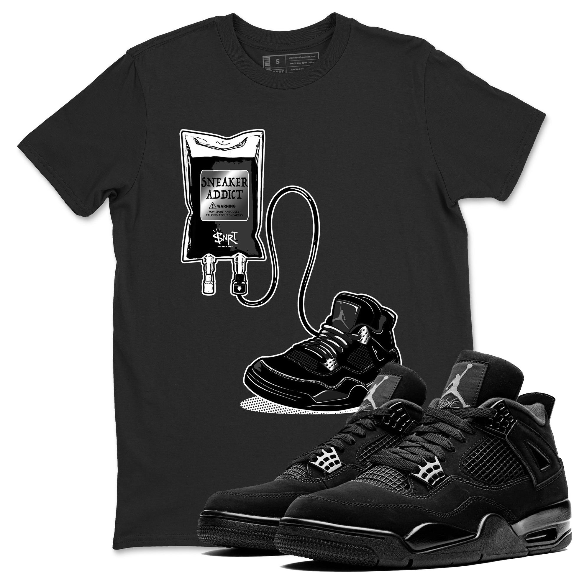 4s Black Cat shirts to match jordans Sneaker Therapy sneaker match tees Air Jordan 4 Black Cat match shoes to clothes SNRT Sneaker Tees unisex cotton Black 1 shirts