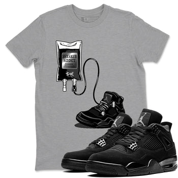 4s Black Cat shirts to match jordans Sneaker Therapy sneaker match tees Air Jordan 4 Black Cat match shoes to clothes SNRT Sneaker Tees unisex cotton Heather Grey 1 shirts