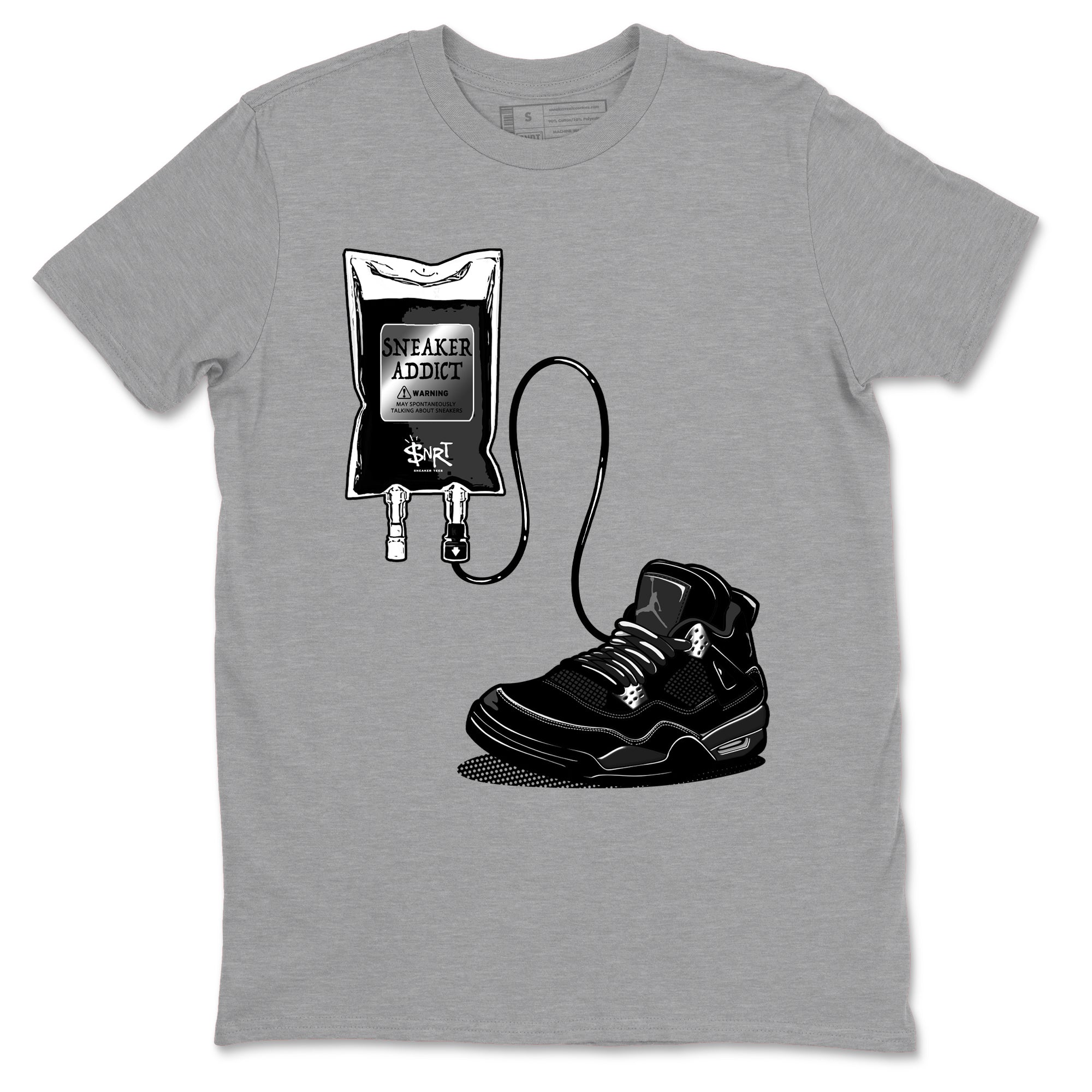 4s Black Cat shirts to match jordans Sneaker Therapy sneaker match tees Air Jordan 4 Black Cat match shoes to clothes SNRT Sneaker Tees unisex cotton Heather Grey 2 shirts