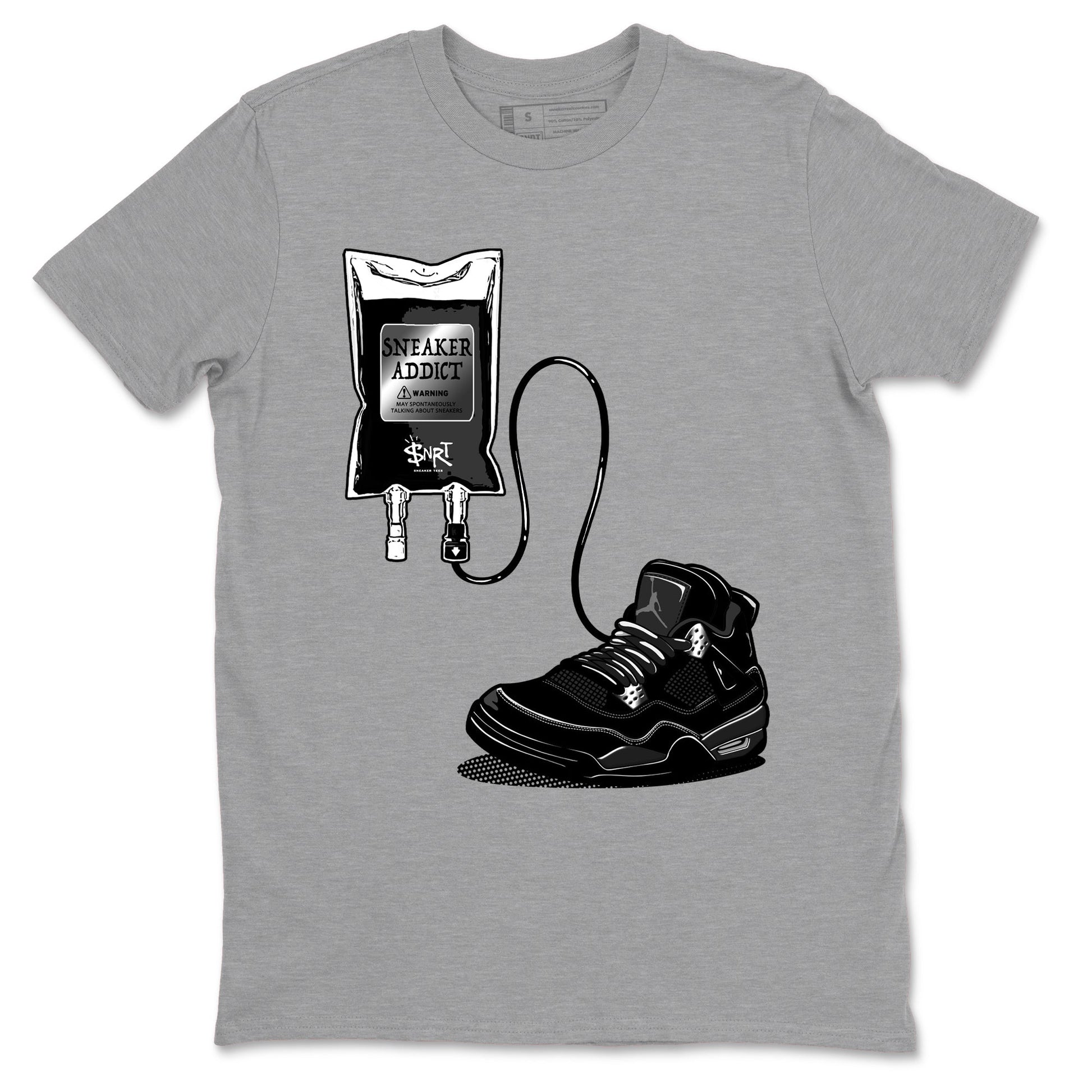 4s Black Cat shirts to match jordans Sneaker Therapy sneaker match tees Air Jordan 4 Black Cat match shoes to clothes SNRT Sneaker Tees unisex cotton Heather Grey 2 shirts