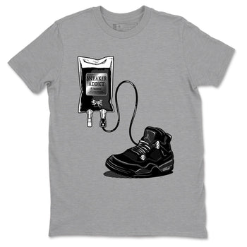 4s Black Cat shirts to match jordans Sneaker Therapy sneaker match tees Air Jordan 4 Black Cat match shoes to clothes SNRT Sneaker Tees unisex cotton Heather Grey 2 shirts