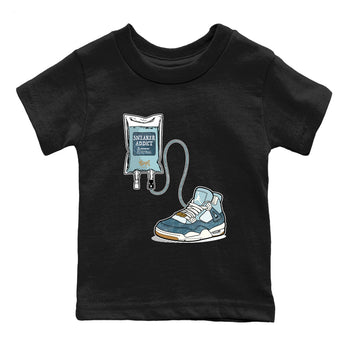 Sneaker match tees – Sneaker Tees To Match 4s Worn Blue Air Jordan 4 Denim Shoes – Sneaker Therapy Kids T-Shirt Black 2