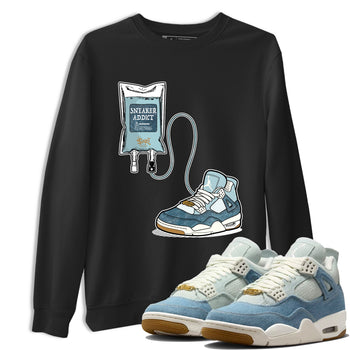 Sneaker match tees – Sneaker Tees To Match 4s Worn Blue Air Jordan 4 Denim Shoes – Sneaker Therapy Tee Black 1