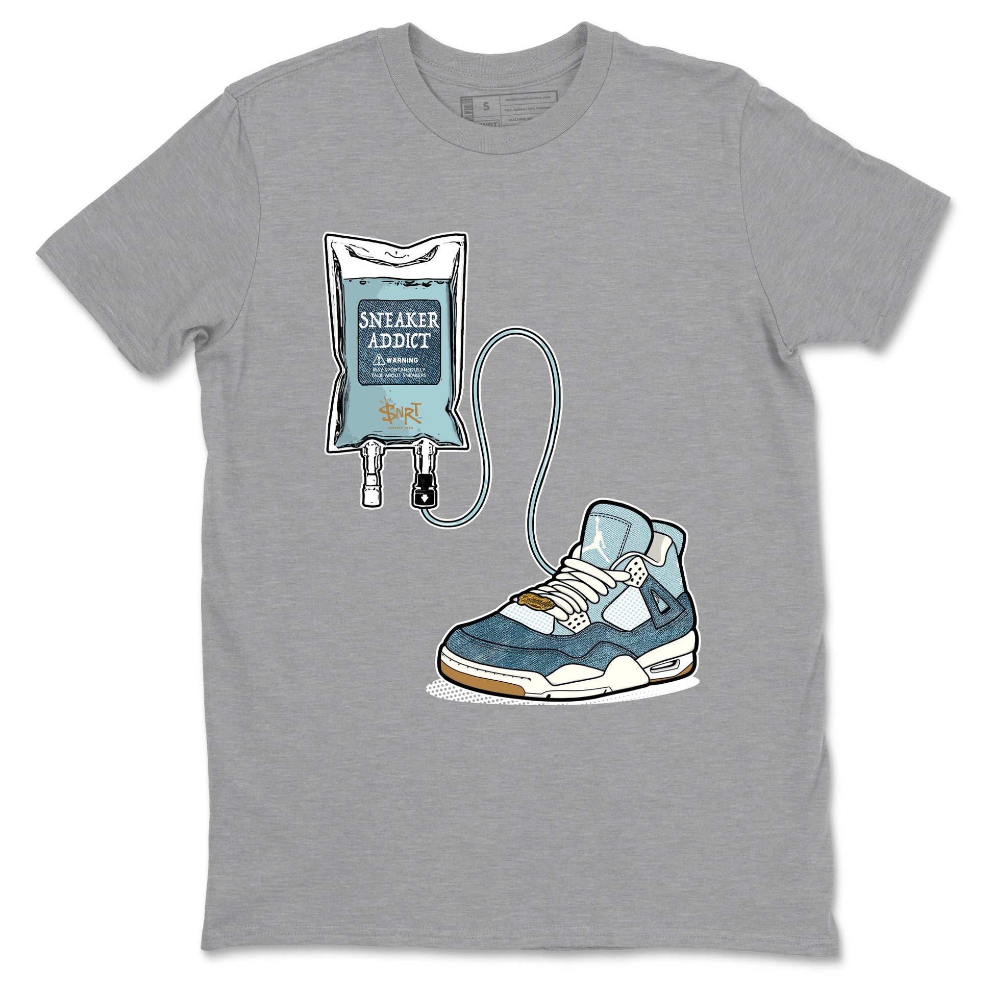 Sneaker match tees – Sneaker Tees To Match 4s Worn Blue Air Jordan 4 Denim Shoes – Sneaker Therapy Tee Heather Grey 2