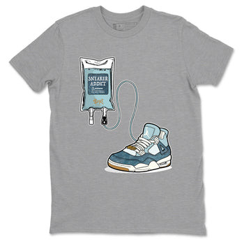Sneaker match tees – Sneaker Tees To Match 4s Worn Blue Air Jordan 4 Denim Shoes – Sneaker Therapy Tee Heather Grey 2