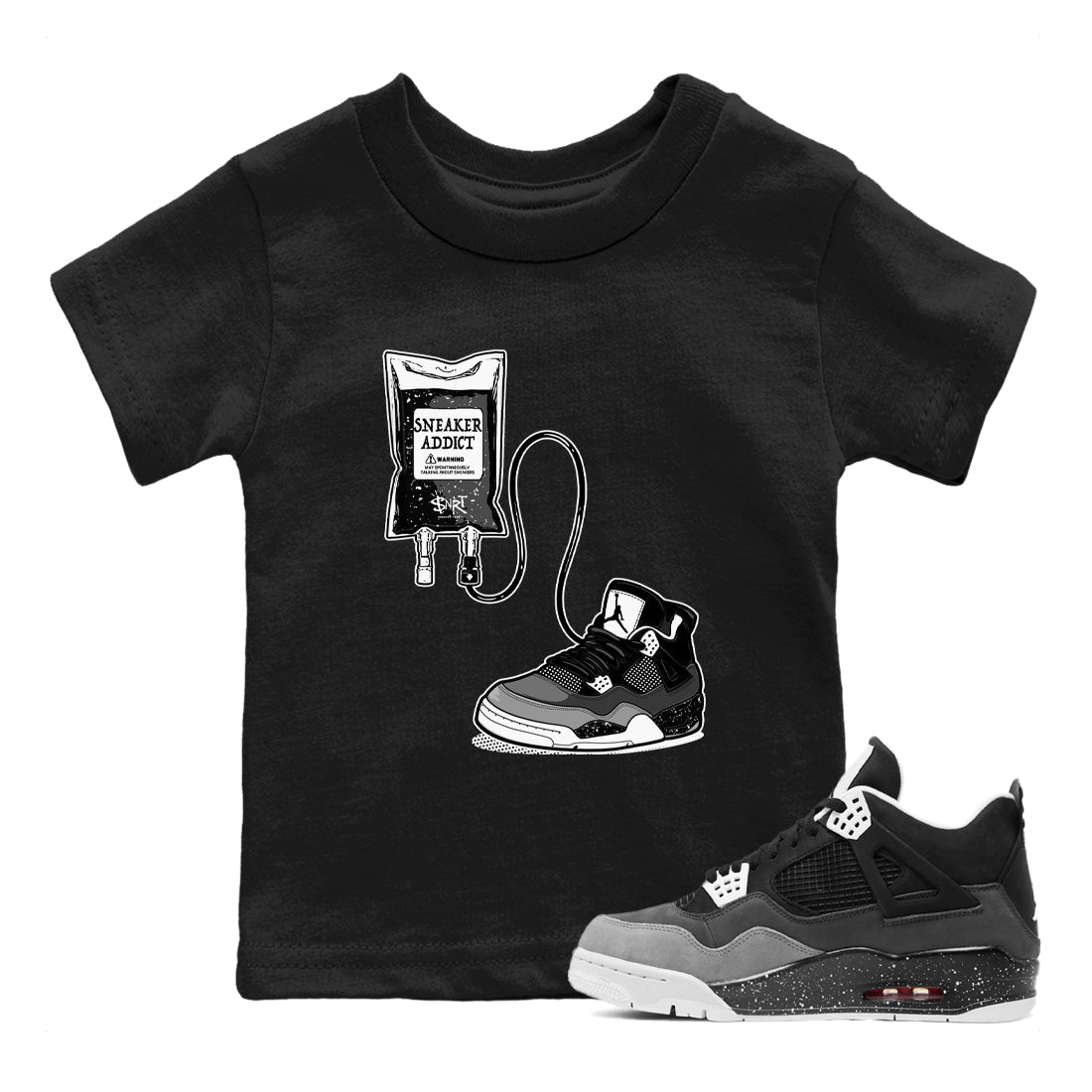 4s Fear shirts to match jordans Sneaker Therapy sneaker match tees Air Jordan 4 Retro Fear match shoes to clothes SNRT Sneaker Tees Youth Baby Black 1 tee