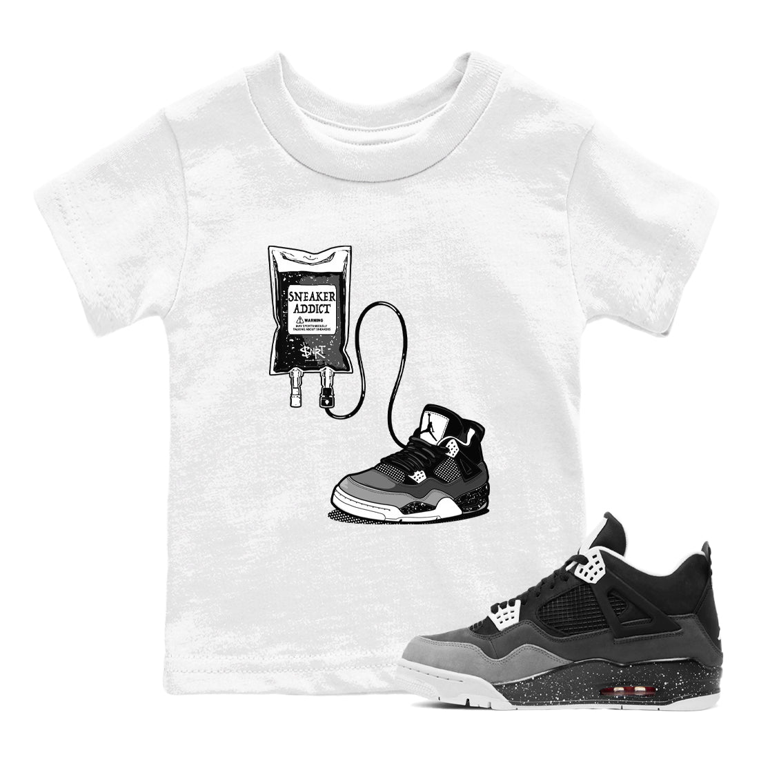 4s Fear shirts to match jordans Sneaker Therapy sneaker match tees Air Jordan 4 Retro Fear match shoes to clothes SNRT Sneaker Tees Youth Baby White 1 tee