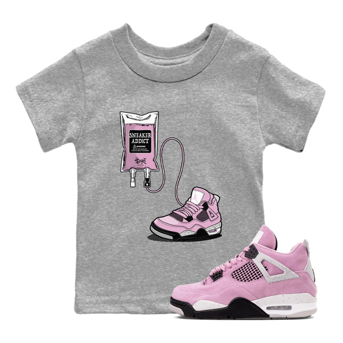 4s Retro Orchid shirts to match jordans Sneaker Therapy sneaker match tees Air Jordan 4 WMNS Orchid match shoes to clothes SNRT Sneaker Tees Youth Baby Heather Grey 1 tee