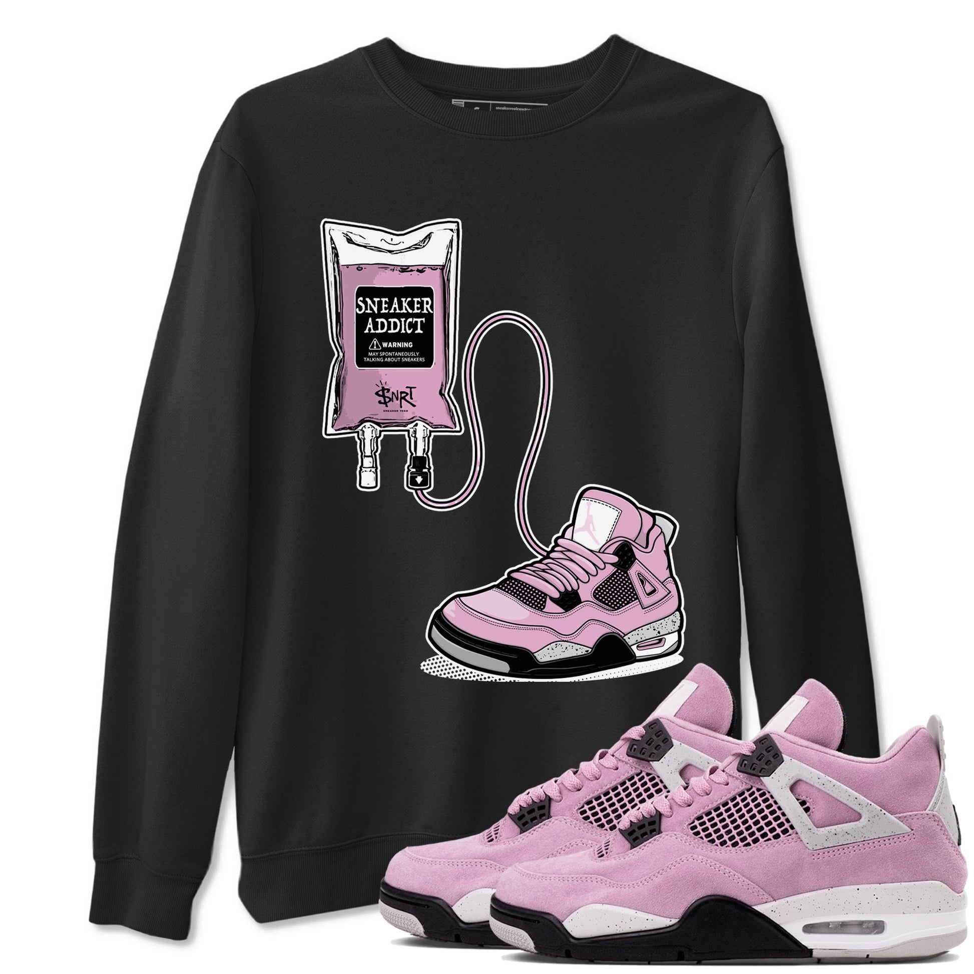 4s Retro Orchid shirts to match jordans Sneaker Therapy sneaker match tees Air Jordan 4 WMNS Orchid match shoes to clothes SNRT Sneaker Tees unisex cotton Black 1 shirts