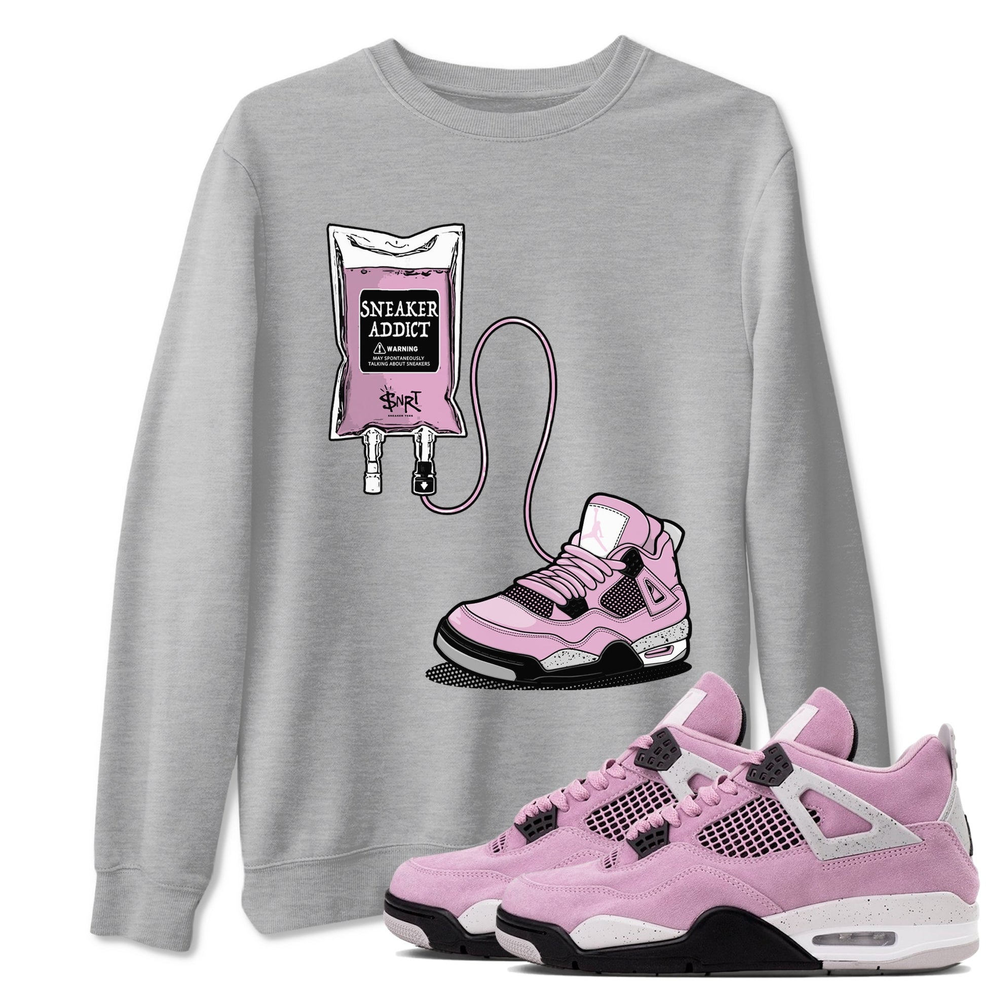 4s Retro Orchid shirts to match jordans Sneaker Therapy sneaker match tees Air Jordan 4 WMNS Orchid match shoes to clothes SNRT Sneaker Tees unisex cotton Heather Grey 1 shirts