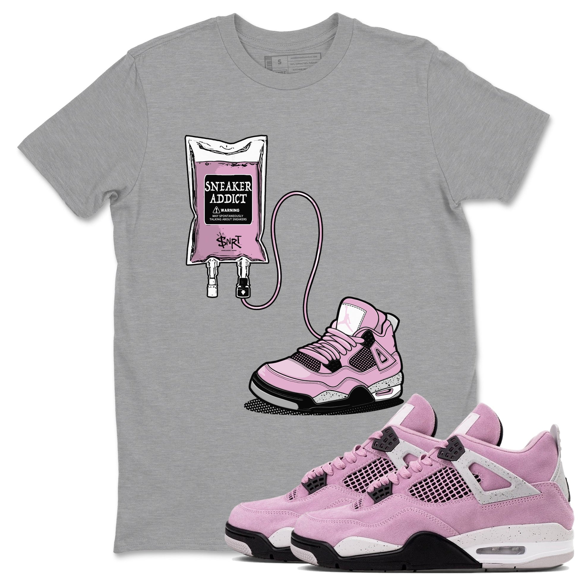 4s Retro Orchid shirts to match jordans Sneaker Therapy sneaker match tees Air Jordan 4 WMNS Orchid match shoes to clothes SNRT Sneaker Tees unisex cotton Heather Grey 1 shirts