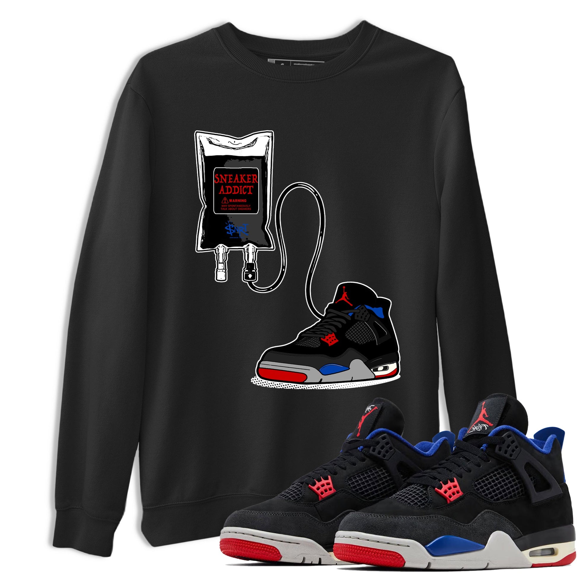 Sneaker Therapy sneaker match t-shirt styled to complete your fit with the Air Jordan 4 Rare Air sneakers, shown in Black 1.