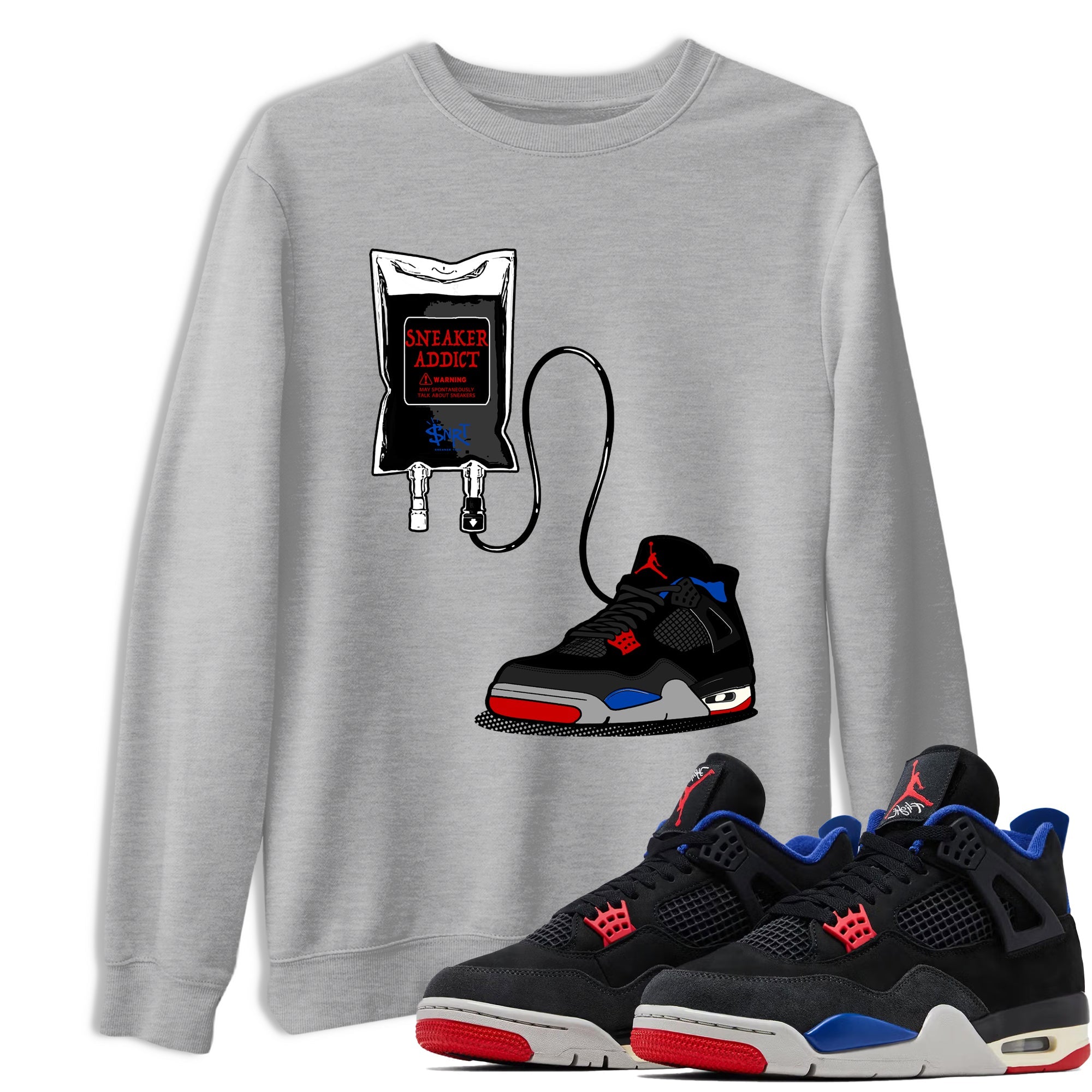 Sneaker Therapy sneaker match t-shirt styled to complete your fit with the Air Jordan 4 Rare Air sneakers, shown in Heather Grey 1.