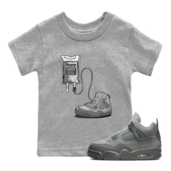 4s Wet Cement shirts to match jordans Sneaker Therapy sneaker match tees Air Jordan 4 Wet Cement SNRT Sneaker Release Tees Youth Baby Heather Grey 1 crew neck shirts