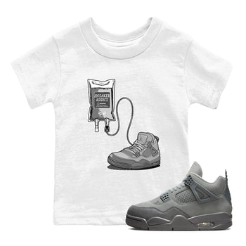 4s Wet Cement shirts to match jordans Sneaker Therapy sneaker match tees Air Jordan 4 Wet Cement SNRT Sneaker Release Tees Youth Baby White 1 crew neck shirts