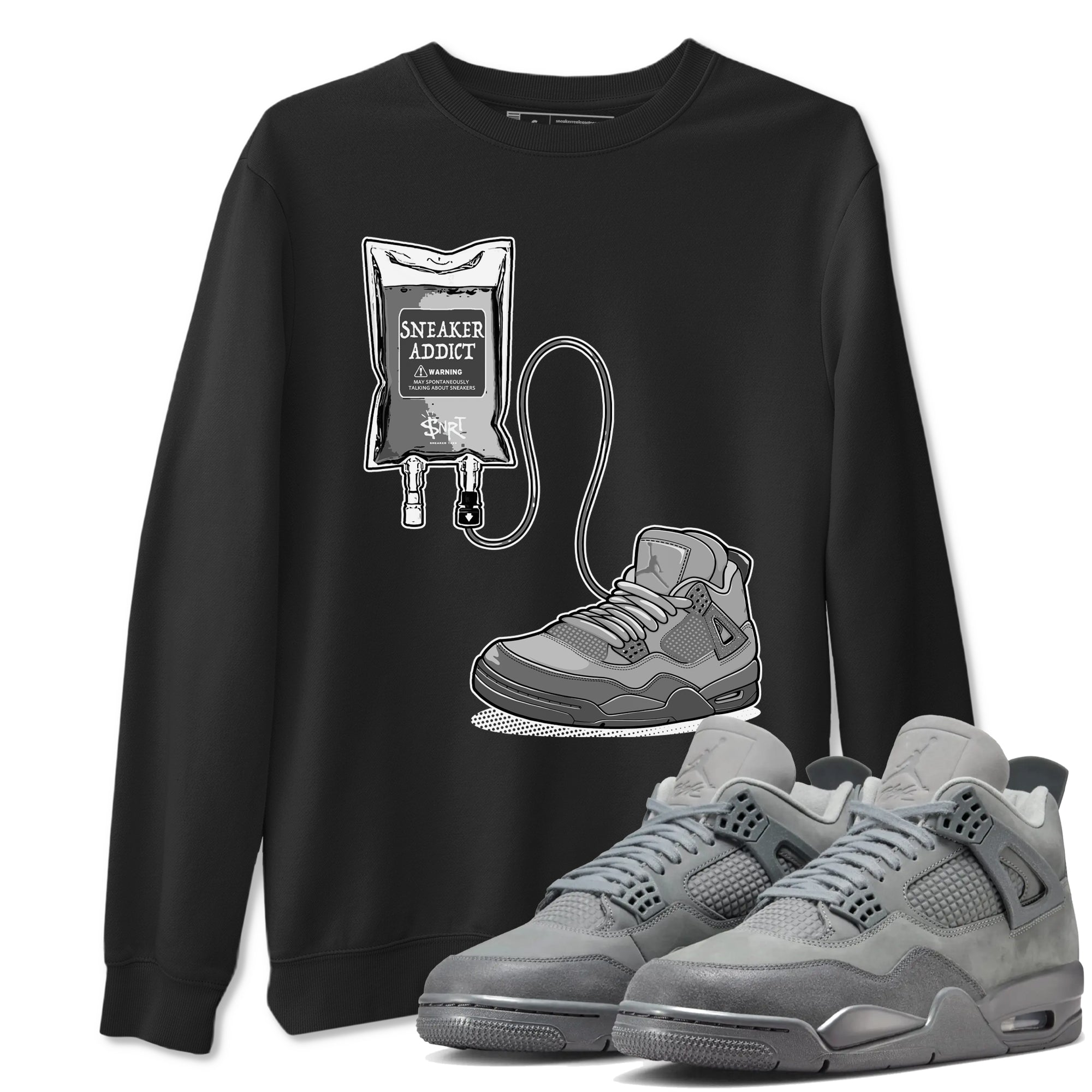4s Wet Cement shirts to match jordans Sneaker Therapy sneaker match tees Air Jordan 4 Wet Cement SNRT Sneaker Release Tees unisex cotton Black 1 crew neck shirts