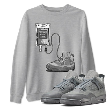 4s Wet Cement shirts to match jordans Sneaker Therapy sneaker match tees Air Jordan 4 Wet Cement SNRT Sneaker Release Tees unisex cotton Heather Grey 1 crew neck shirts